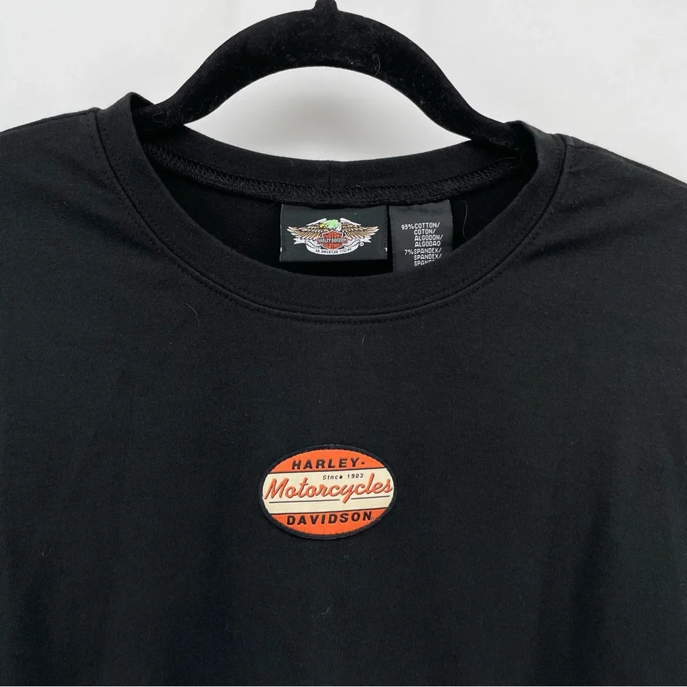 Harley Davidson Womens Long Sleeve T-Shirt Black 1W - Picture 2 of 6